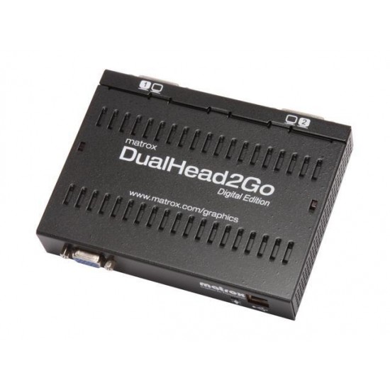 Външен мулти-дисплей адаптер Matrox D2G-A2D-IF за едновременна работа на 2 монитора с VGA вход