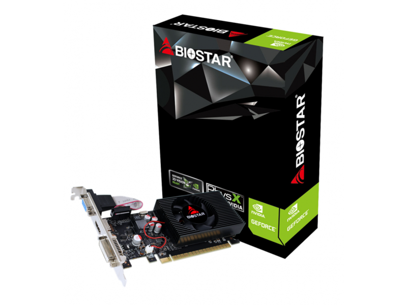 Видео карта BIOSTAR GeForce GT730, 2GB, GDDR3, 128 bit, DVI-I, D-Sub, HDMI