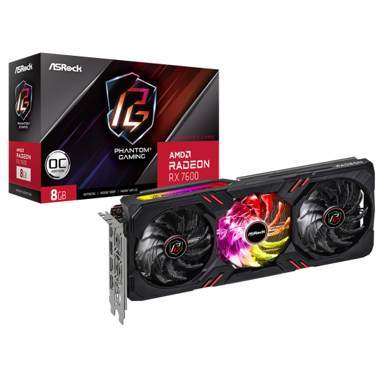 Видео карта ASROCK AMD RADEON RX 7600 Phantom Gaming OC 8GB GDDR6