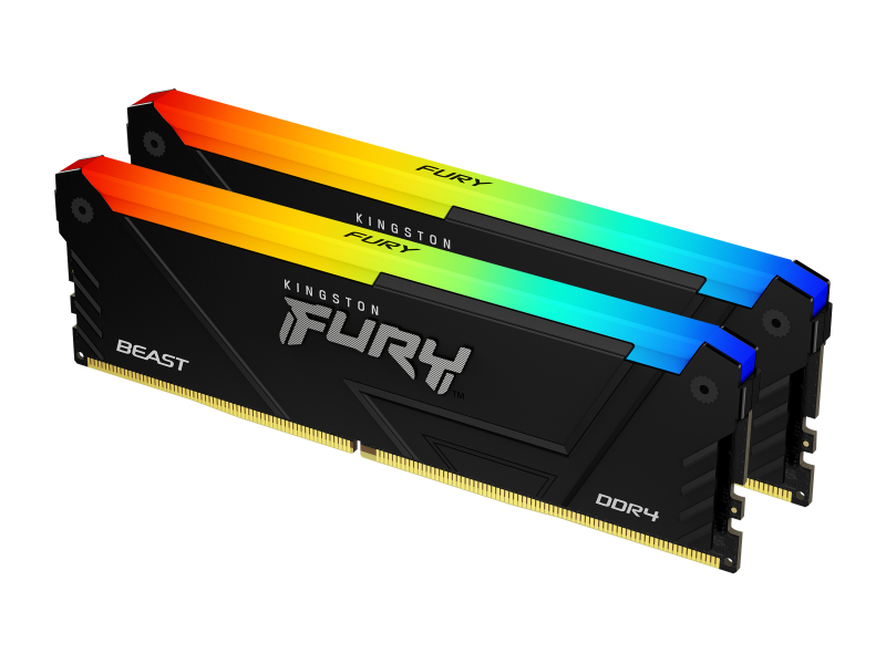 Памет Kingston FURY Beast Black RGB 32GB(2x16GB) DDR4 3200MHz CL16 1Rx8 KF432C16BB2AK2/32