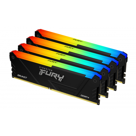 Памет Kingston FURY Beast Black RGB 64GB(4x16GB) DDR4 3200MHz CL16 1Rx8 KF432C16BB2AK4/64