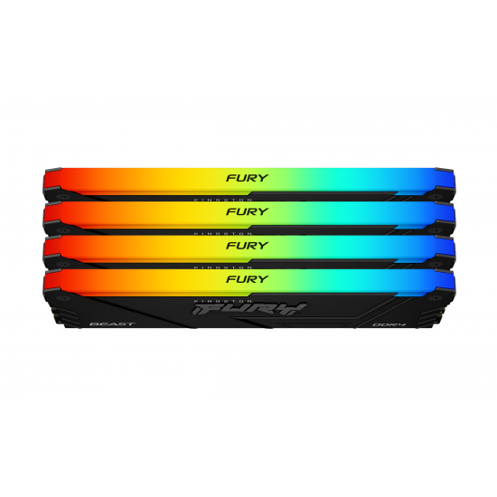 Памет Kingston FURY Beast Black RGB 64GB(4x16GB) DDR4 3200MHz CL16 1Rx8 KF432C16BB2AK4/64