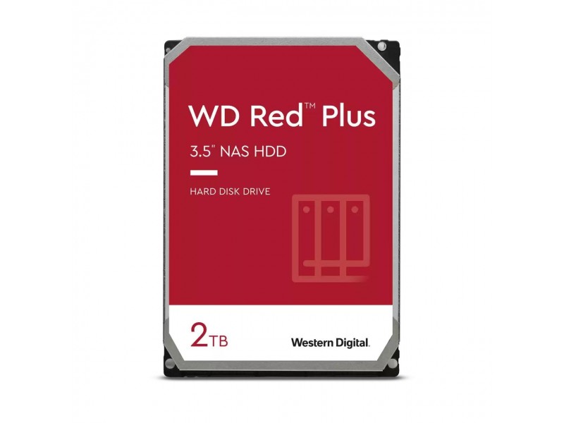 Хард диск WD Red PLUS NAS, 2TB, 5400rpm, Cache 64MB, SATA 3