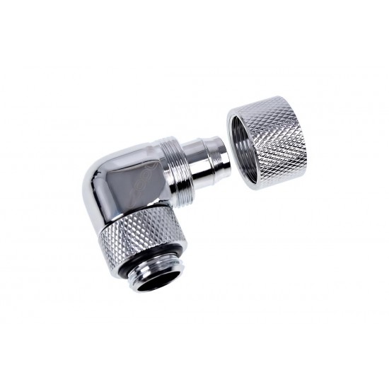 Фитинг Alphacool Eiszapfen, Удължител, 90°, 13/10mm, G1/4, Сребрист