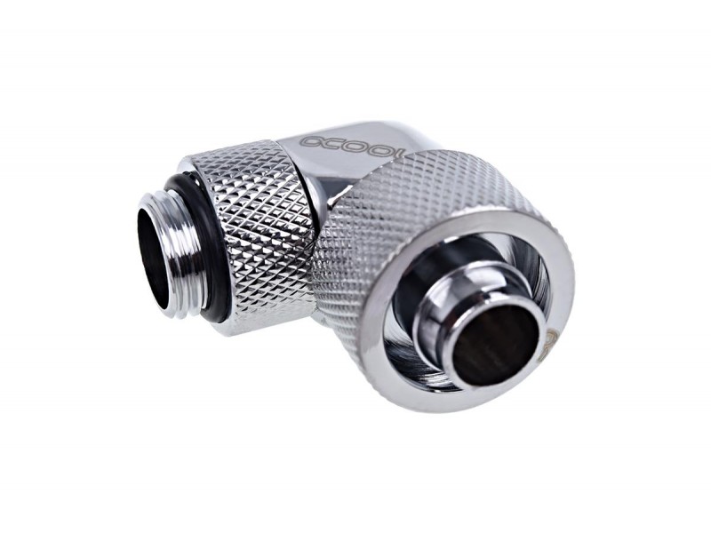Фитинг Alphacool Eiszapfen, Удължител, 90°, 16/10mm, G1/4, Сребрист