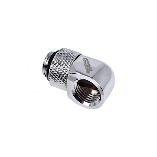 Въртящ се L-конектор Alphacool Eiszapfen, G1/4 AG auf G1/4 IG, Сребрист
