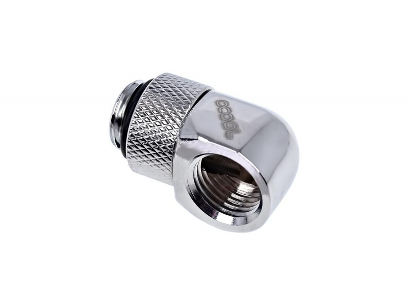 Въртящ се L-конектор Alphacool Eiszapfen, G1/4 AG auf G1/4 IG, Сребрист