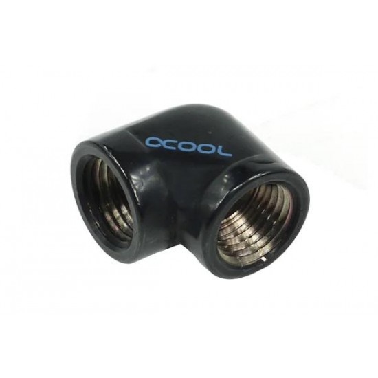 L-конектор Alphacool HF, Вътрешна резба G1/4 - G1/4, 90°, Черен мат