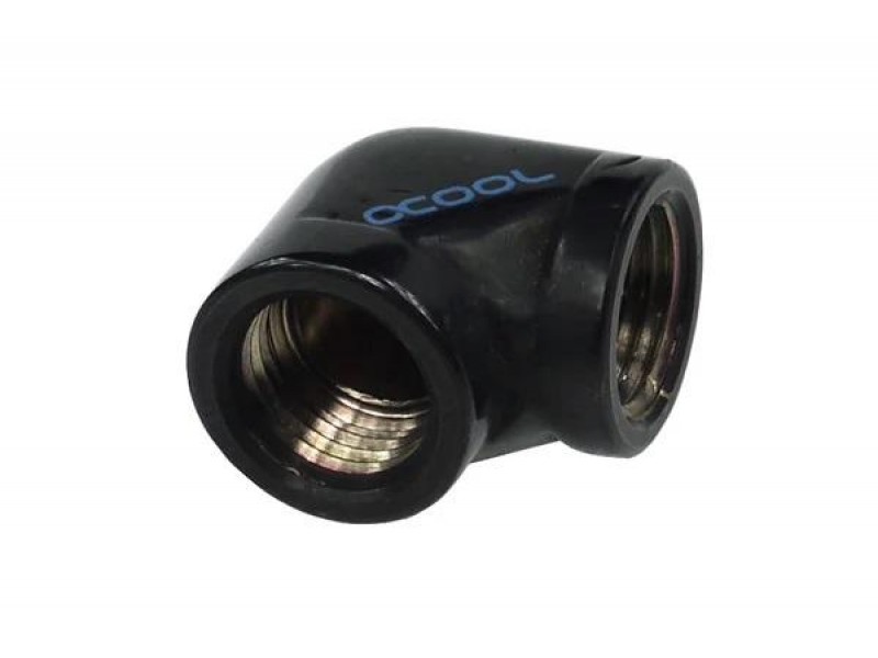 L-конектор Alphacool HF, Вътрешна резба G1/4 - G1/4, 90°, Черен мат