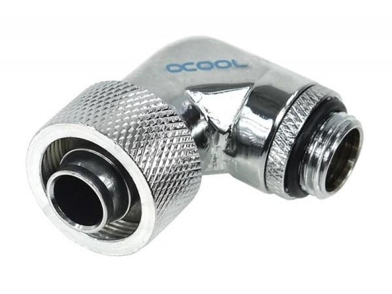 Компресионен фитинг Alphacool, 16/10 - G1/4, 90°, Въртящ се, Хром
