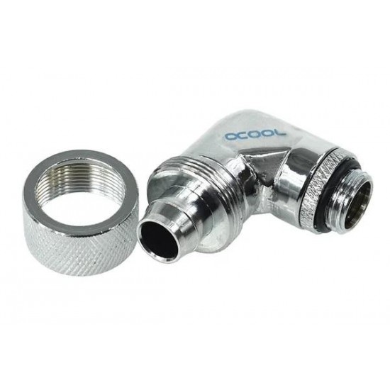 Компресионен фитинг Alphacool, 16/10 - G1/4, 90°, Въртящ се, Хром
