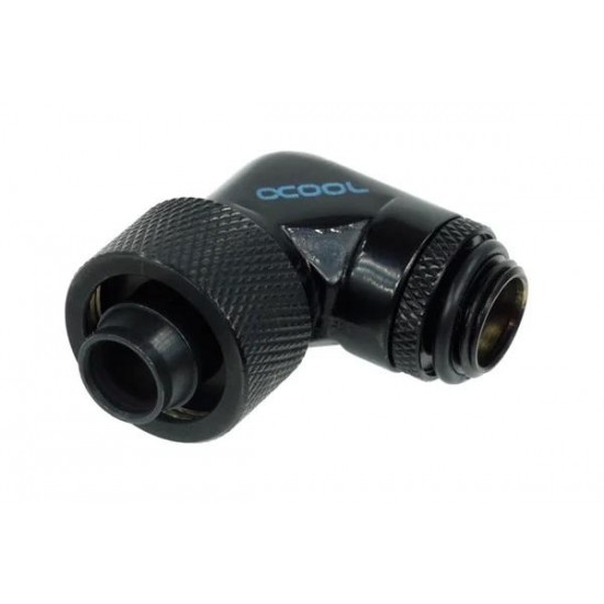 Компресионен фитинг Alphacool, 16/10 - G1/4, 90°, Въртящ се, Черен мат