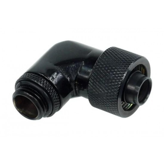 Компресионен фитинг Alphacool, 16/10 - G1/4, 90°, Въртящ се, Черен мат