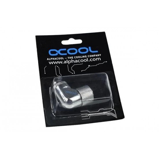 Компресионен фитинг Alphacool, 13/10 - G1/4, 90°, Въртящ се, Хром