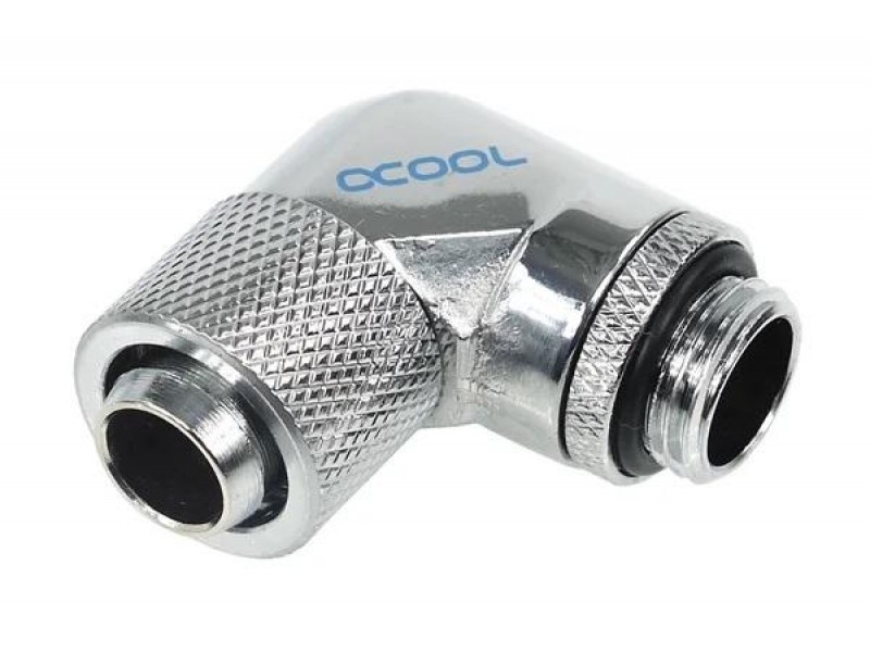 Компресионен фитинг Alphacool, 13/10 - G1/4, 90°, Въртящ се, Хром