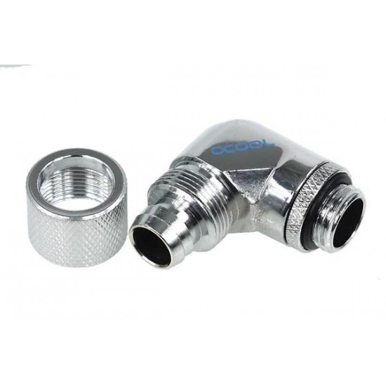 Компресионен фитинг Alphacool, 13/10 - G1/4, 90°, Въртящ се, Хром