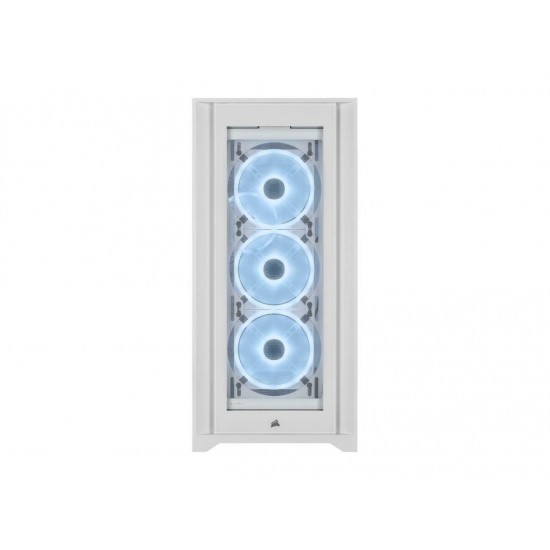 Кутия Corsair iCUE 5000X RGB QL Edition Mid Tower, Tempered Glass, Бяла