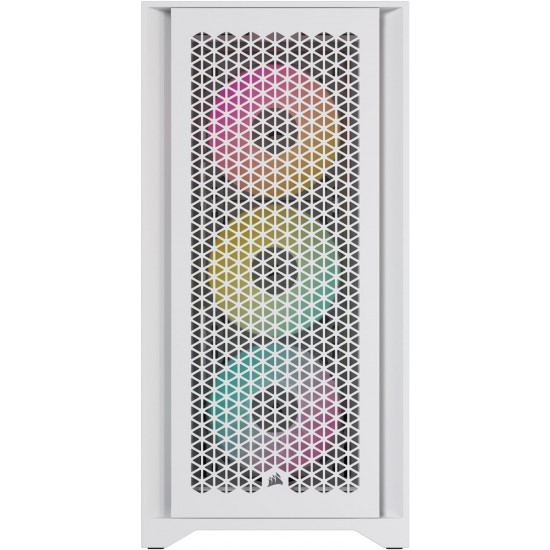 Кутия Corsair iCUE 4000D RGB Airflow Mid Tower, Tempered Glass, Бяла