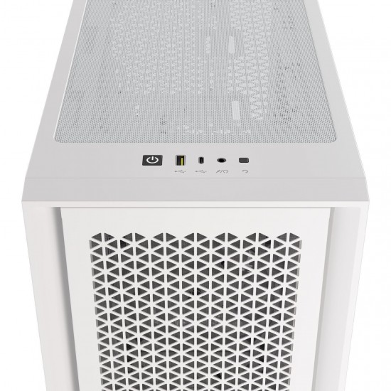 Кутия Corsair iCUE 4000D RGB Airflow Mid Tower, Tempered Glass, Бяла