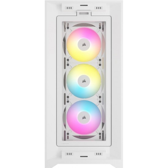 Кутия Corsair iCUE 5000D RGB Airflow Mid Tower, Tempered Glass, Бяла