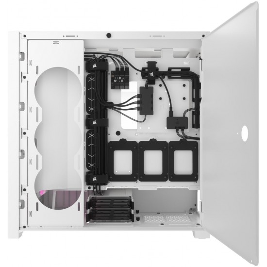 Кутия Corsair iCUE 5000D RGB Airflow Mid Tower, Tempered Glass, Бяла