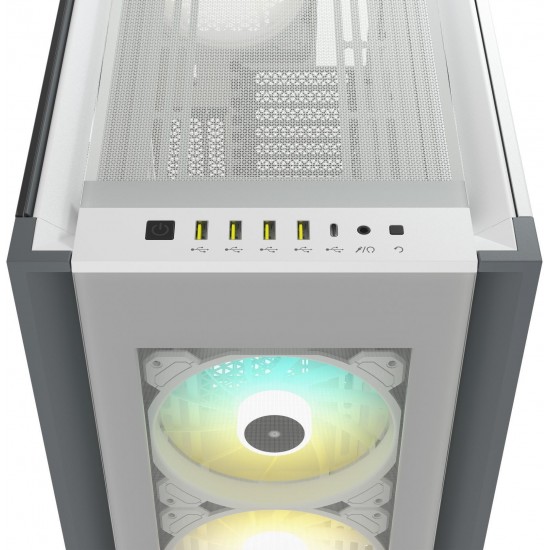 Кутия Corsair iCUE 7000X RGB Full Tower, Tempered Glass, Бяла