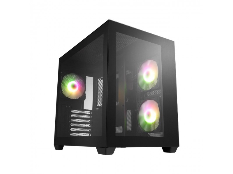 Кутия FSP CMT380 Black ARGB TG, ATX Mid Tower, Черна
