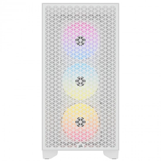 Кутия Corsair 3000D RGB Airflow Mid Tower, Tempered Glass, Бял