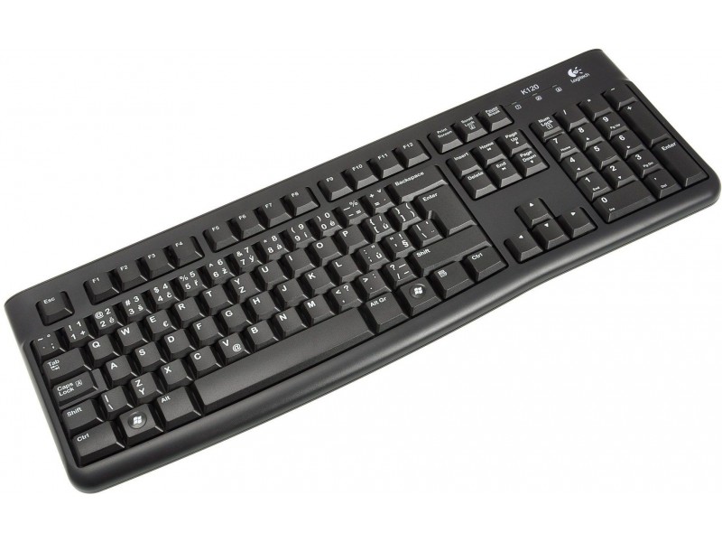 Стандартна клавиатура Logitech K120, Черна
