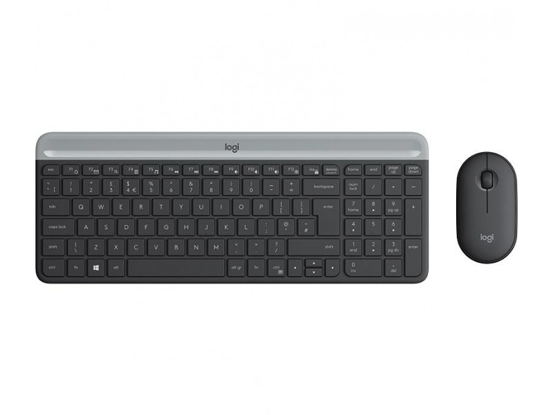 Kомплект безжични клавиатура с мишка Logitech MK470, Черна