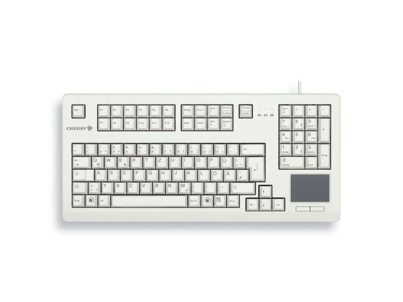 Компактна жична клавиатура CHERRY G80-11900, с Trackball, сива