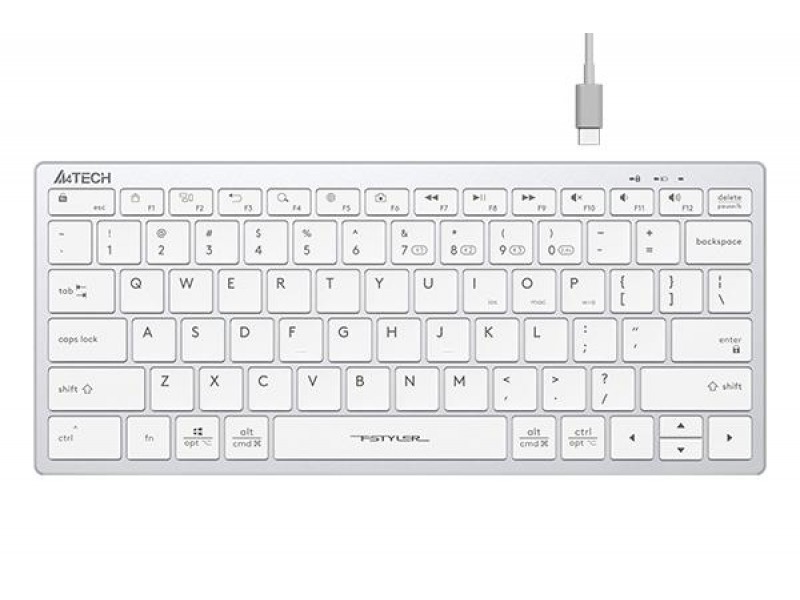 Безжична клавиатура A4TECH FBX51C FStyler Grayish White, Bluetooth, 2.4 GHz, USB-C, Кирилизирана, Бял