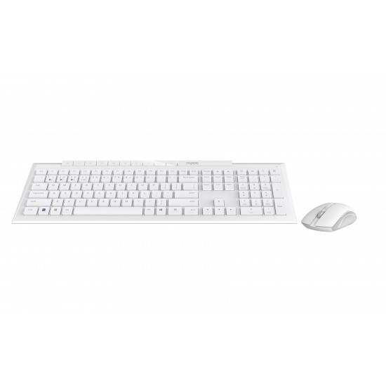Комплект клавиатура и мишка RAPOO 8210M Multi mode, Bluetooth &2.4Ghz, Безжичен, Бял
