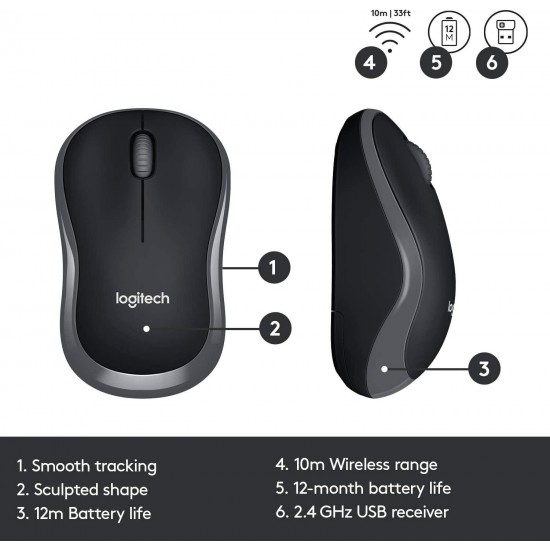 Kомплект клавиатура с мишка Logitech MK330, Безжичен, 2.4 GHz, Черен
