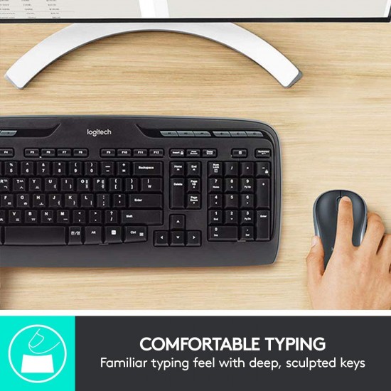 Kомплект клавиатура с мишка Logitech MK330, Безжичен, 2.4 GHz, Черен