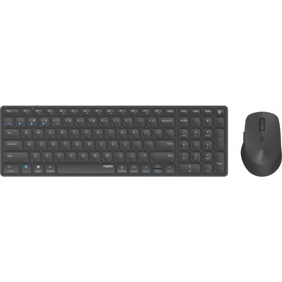 Комплект клавиатура и мишка RAPOO 9700M, Multi mode, Bluetooth, 2.4Ghz, Безжичен, Тъмносив
