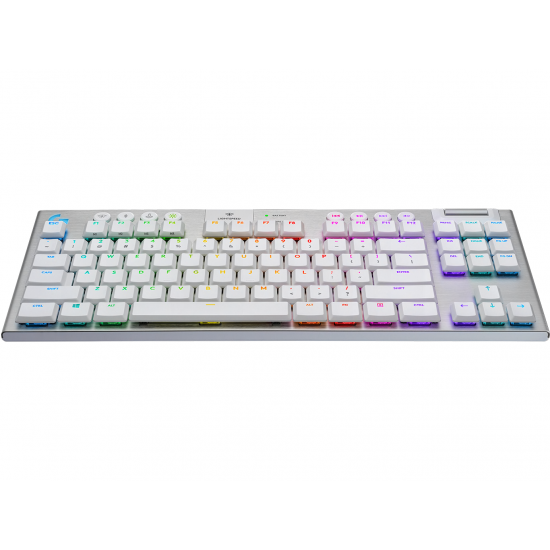 Безжична геймърска механична клавиатура Logitech, G915 TKL White Lightsync RGB, Tactile суичове