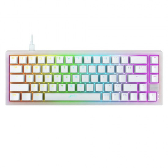Геймърскa механична клавиатура XTRFY K5 Transperant White, 65% Hotswap RGB US Layout Kailh Red