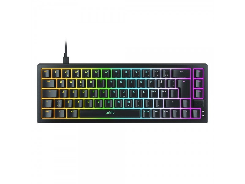 Геймърскa механична клавиатура XTRFY K5, 65% Hotswap, RGB подсветка, UK Layout Kailh Red, Черен