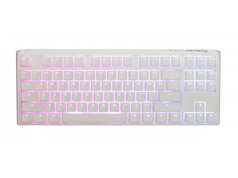 Геймърскa механична клавиатура Ducky One 3 Pure White TKL Hotswap Cherry MX Silent Red, RGB, PBT Keycaps