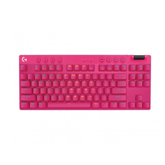 Геймърска механична клавиатура Logitech G Pro X TKL Lightspeed Tactile Switch, Magenta