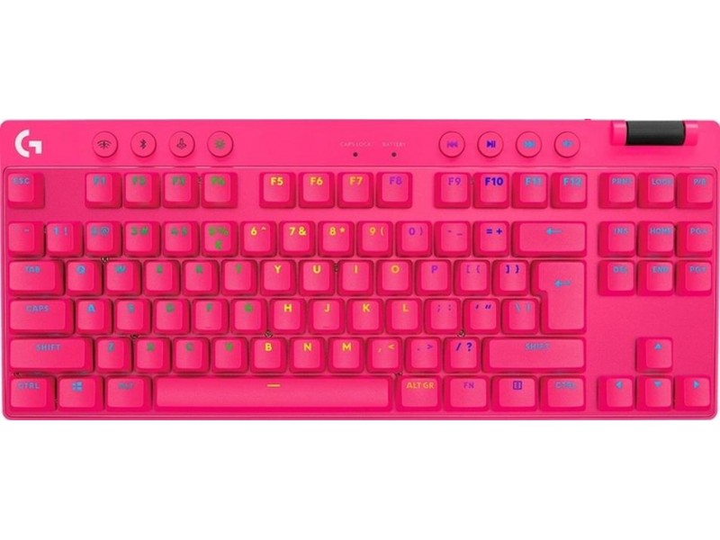 Геймърска механична клавиатура Logitech G Pro X TKL Lightspeed Tactile Switch, Magenta