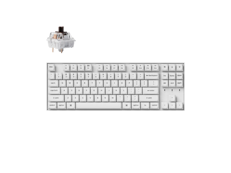 Геймърска механична клавиатура Keychron K8 Pro White QMK/VIA TKL K Pro(Hot Swappable) Brown Switch RGB Backlight Plastic Frame