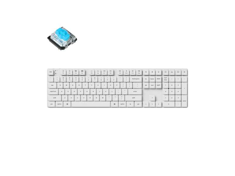 Геймърска механична клавиатура Keychron K5 Pro White QMK/VIA Full-Size Low-Profile Gateron Blue Switches RGB Backlight