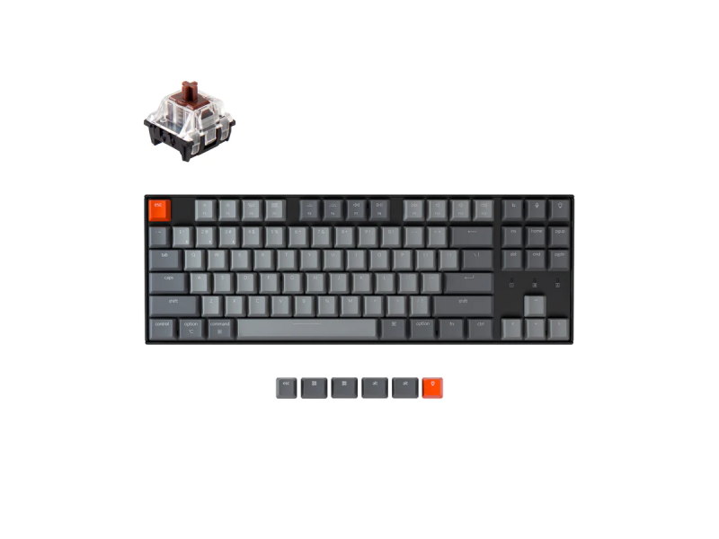 Геймърска Механична клавиатура Keychron K8 TKL, Hot-Swappable Gateron Optical Brown Switch RGB Backlight
