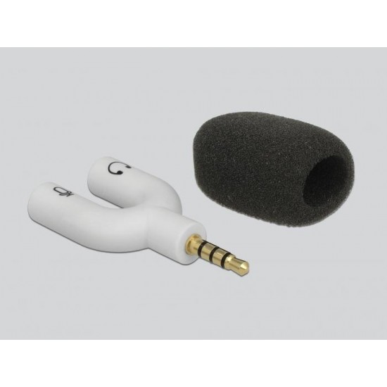 Микрофон DeLock 65893, За смартфон/таблет, 3.5 mm 4 Pin Stereo Jack 90°, Сребрист