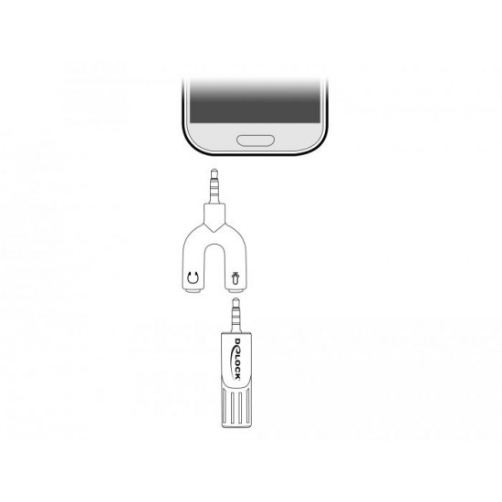 Микрофон DeLock 65893, За смартфон/таблет, 3.5 mm 4 Pin Stereo Jack 90°, Сребрист