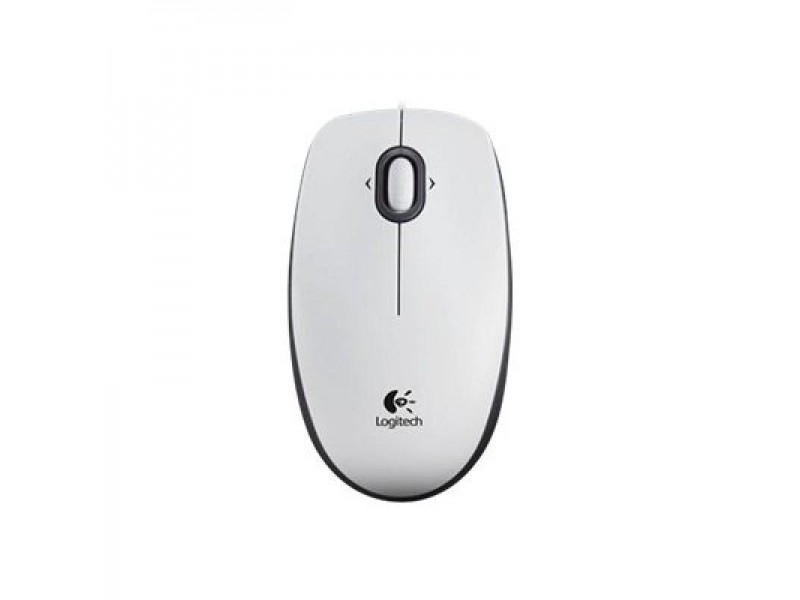 Жична оптична мишка LOGITECH B100, Бял, USB