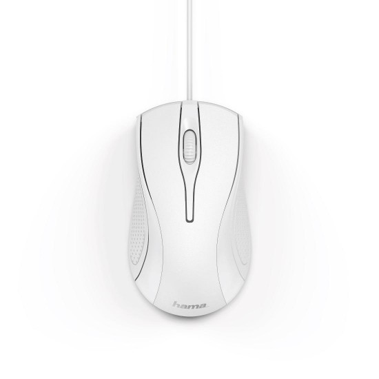 Оптична мишка HAMA MC-200, кабел 1.5 м, USB, 1000 dpi, 3 бутона, Бял