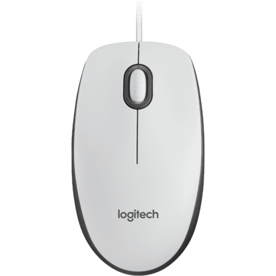 Жична оптична мишка LOGITECH M100, USB, Бял